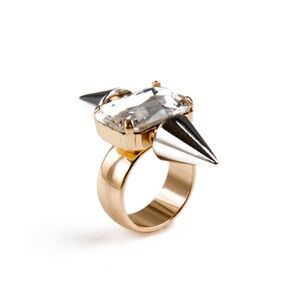 Noir jewlery Crystal spike ring